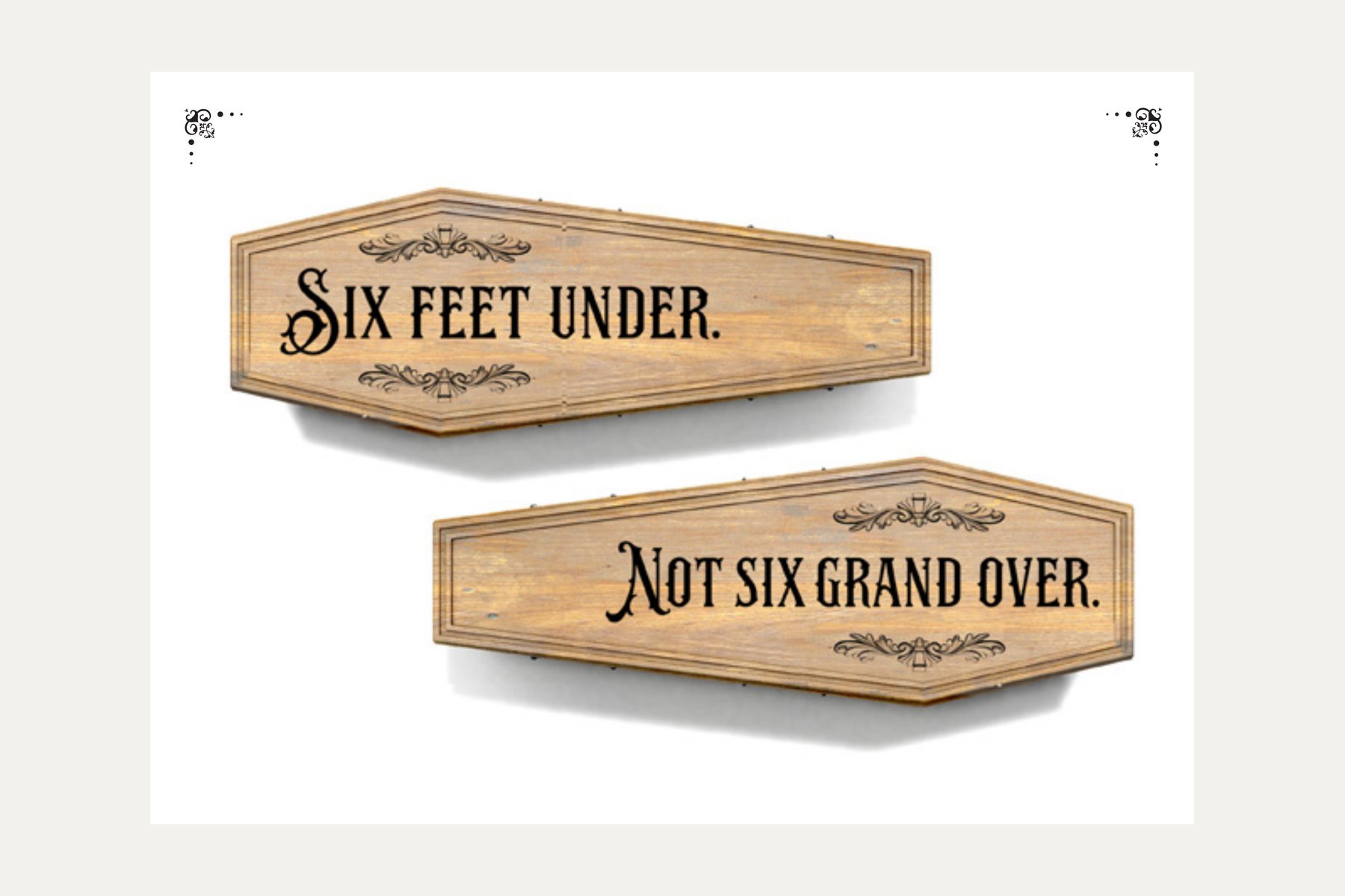 Rustic Coffins poster — Six feet under. Not six grand over.